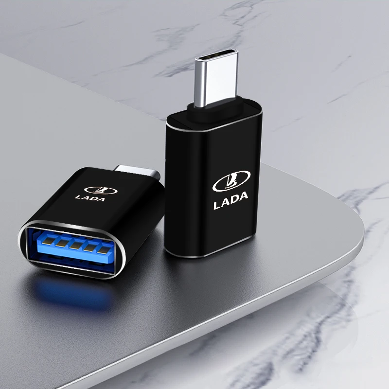 

NEW Car Logo USB 2.0 Type-C OTG Cable Adapter Type C USB-C OTG Converter for Lada Priora Kalina Granta Vesta X-Ray Lights NivaEt