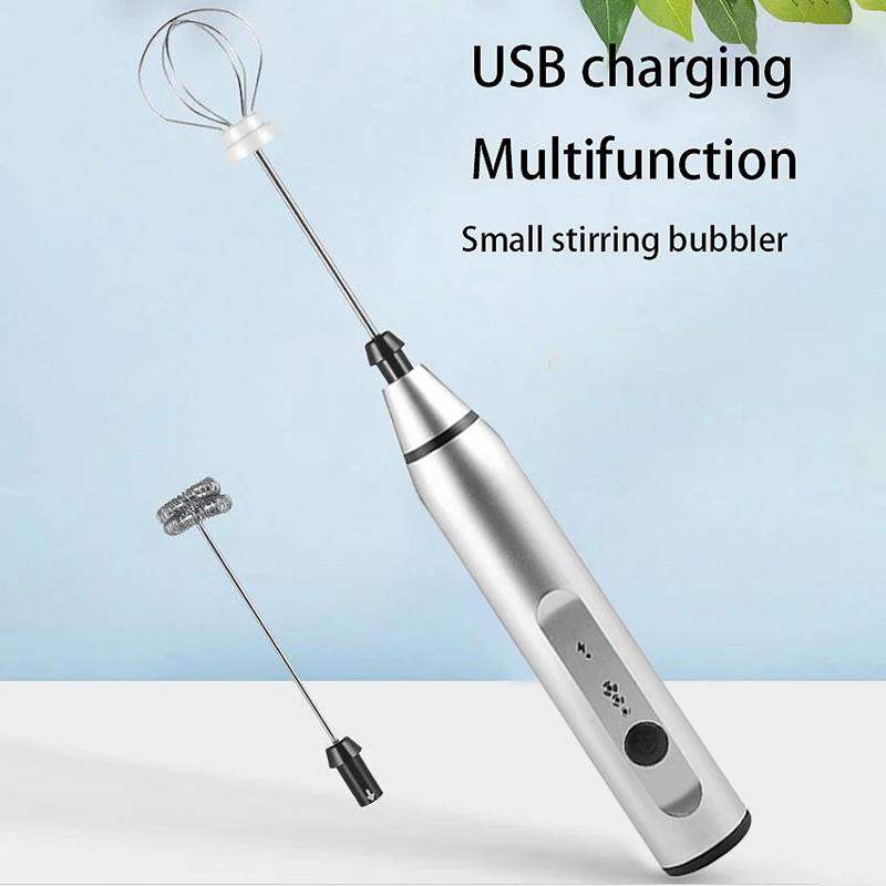 

Rechargeable Milk Frother Handheld Electric Foam Maker 3 Speed Stainless Whisk (Silver color)