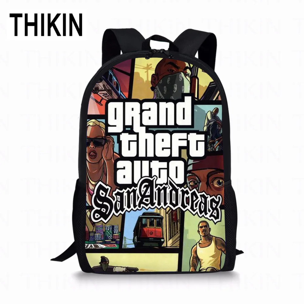 as picture THIKIN Grand Theft Auto школьные сумки для подростков мальчиков 3 шт./компл. сумки на плечо крутая игра GTA рюкзак комплект для детей; обувь для девочек; обувь для студентов; Mochila - Цвет: as picture