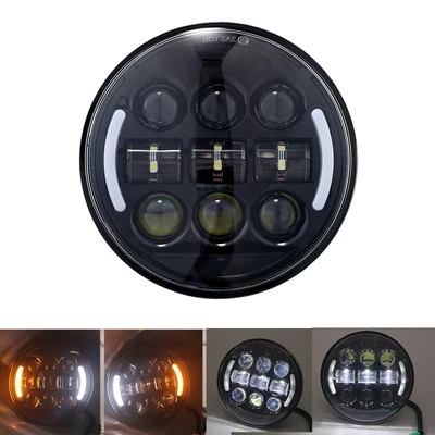 Корпус фар мотоцикла 5,75 дюймов светодиодный фонарь для Honda Shadow Harley Suzuki Мотоциклы метрические велосипеды крейсера чопперы - Цвет: Black B Model