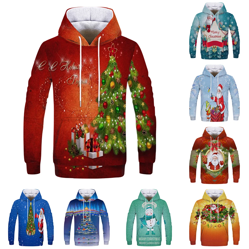 

New Christmas Tree Hoodies Unisex Spring Autumn Pullover Men's Fashion Polyester Sport Wear Women Casual Slim Clothing