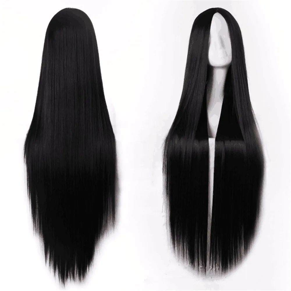 

Fashion Straight Black Wig Synthetic Wigs For Women Natural Middle Part Wig Heat Resistant Fiber Natural Looking Wig Hair Ashi