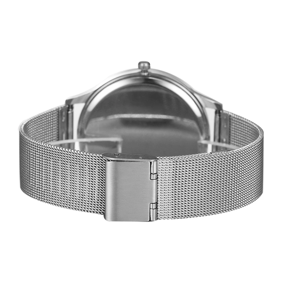 

Fashion Men Watch Calendar Display No Numbers Ultra Thin Mesh Band Business Men's Watches Numeral Noble Analog Quartz Watch