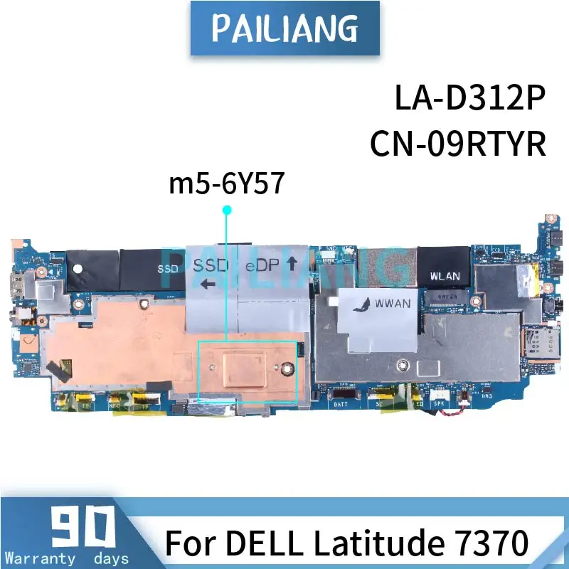 para Dell Latitude 7370 E7370 M56y57 8gb Computador Portátil Placa-mãe La-d312p 09rtyr Sr2eg Notebook Mainboard Placa-mãe para notebook