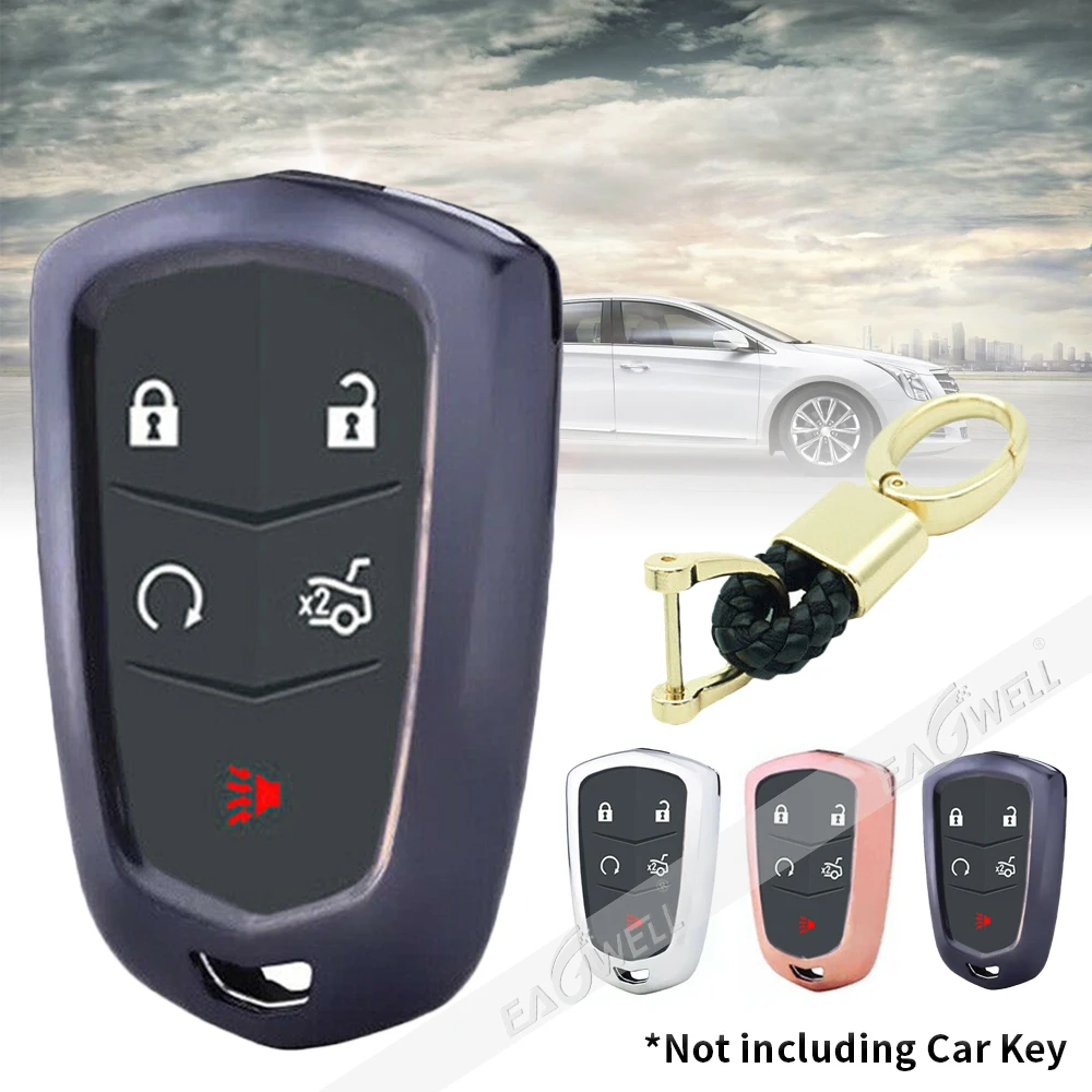 

NEW Soft shell TPU Key Case Cover+Key Buckle eplacement Remote Car Key Shell BT Flip Folding For Cadillac XT4 XT5 ESV ESCALADE