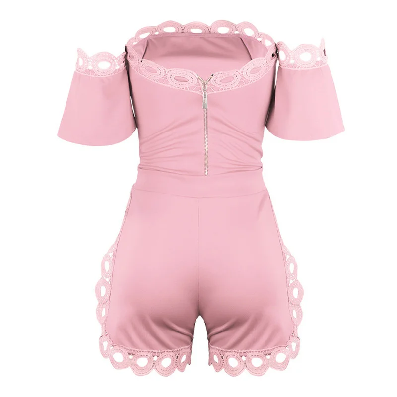 

Off Shoulder Bodycon Two Piece Set Women Lace Patchwork Top And Shorts Set Summer Clothes Sexy Club Outfits Hot