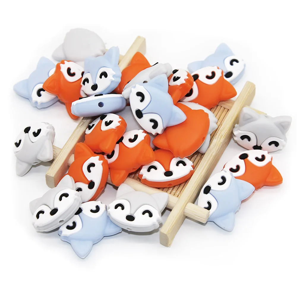 Cute-Idea 10pcs/lot Silicone Teether Beads BPA Free Cartoon Animals Chewable Teething Beads DIY Pacifier Chain Accessories Toys