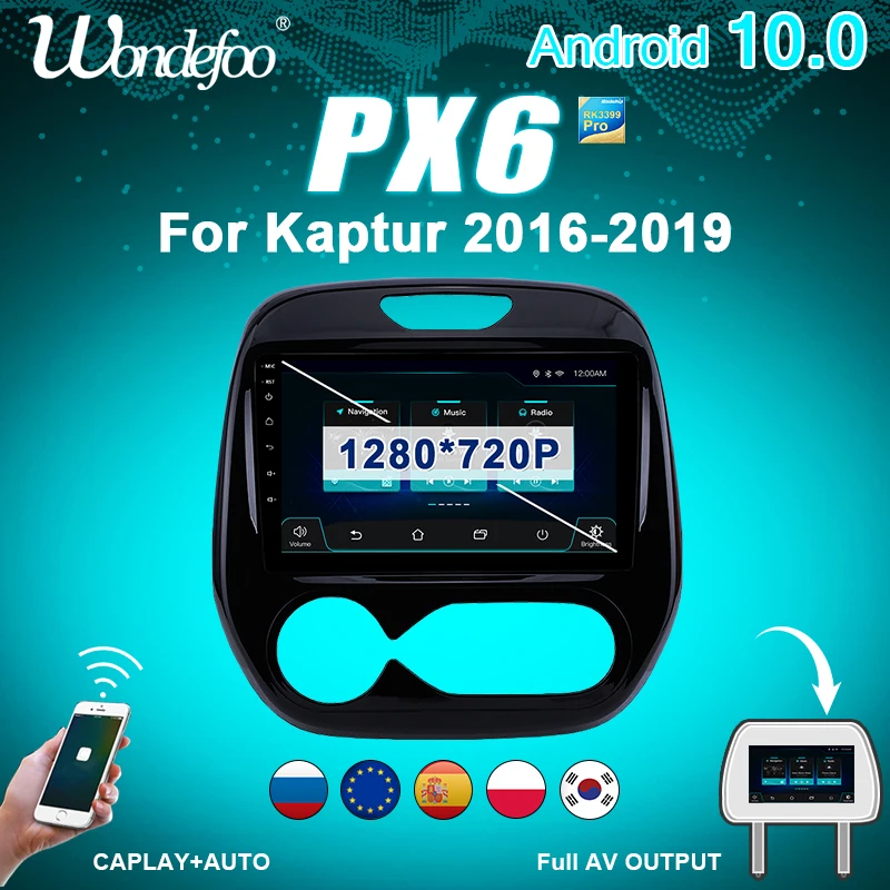 магнитола 2 din андроид Android 10 автомагнитола радио PX6 для Renault Captur Kaptur 2016 2019