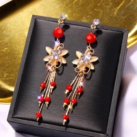 2021 fashion long tassel crystal pendant earrings south korea sweet pearl lovely girl earrings women jewelry party wedding gifts