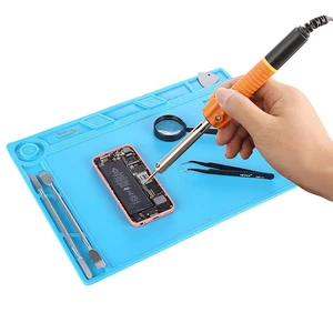 Теплоизоляционный силиконовый коврик 34x23 см, Настольный коврик, платформа для обслуживания BGA, паяльная ремонтная станция с линейкой 20 см