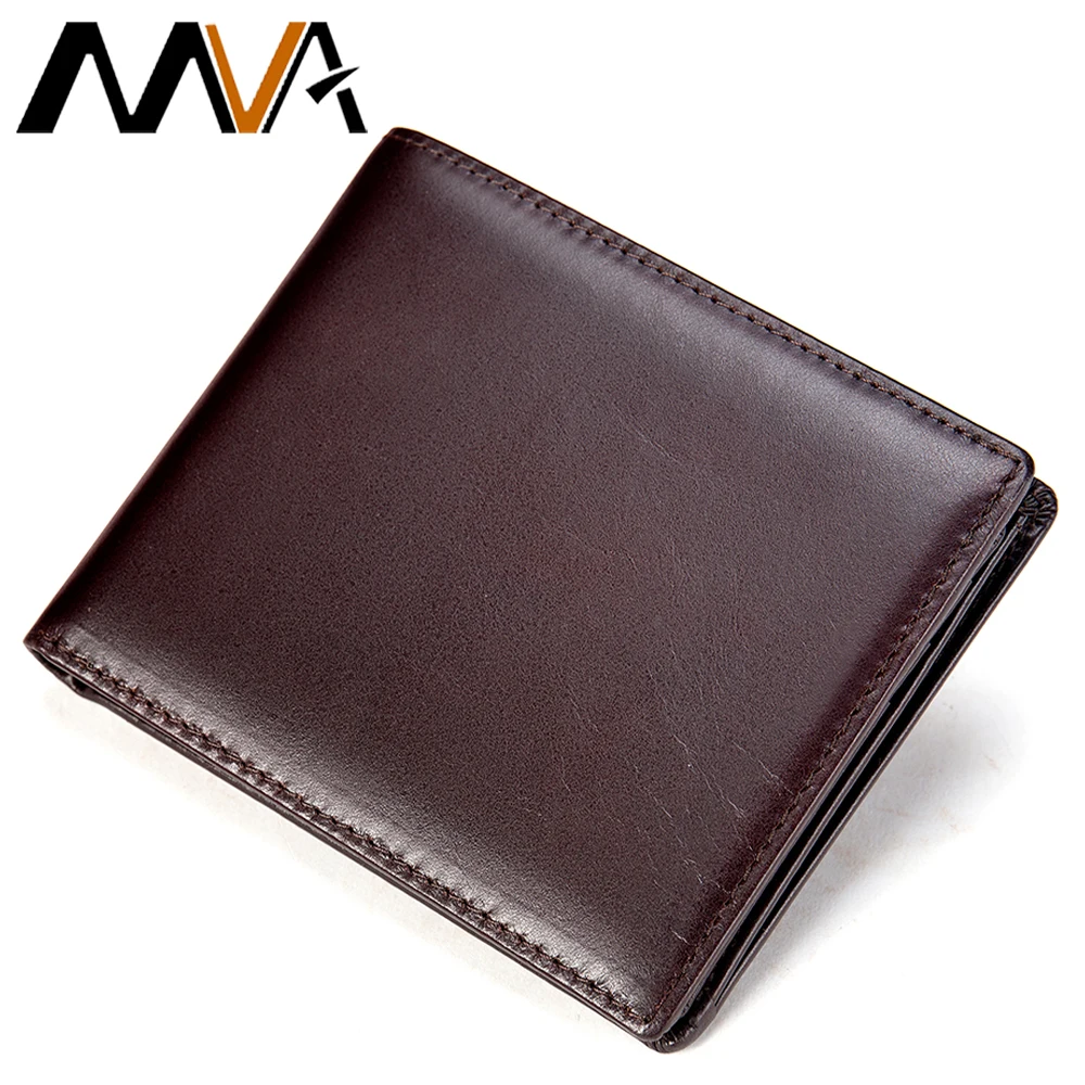 Кошелек MVA из натуральной кожи для мужчин винтажного стиля на короткие карточки для бизнеса, мужской кошелек портомоне тонкий 7444.
