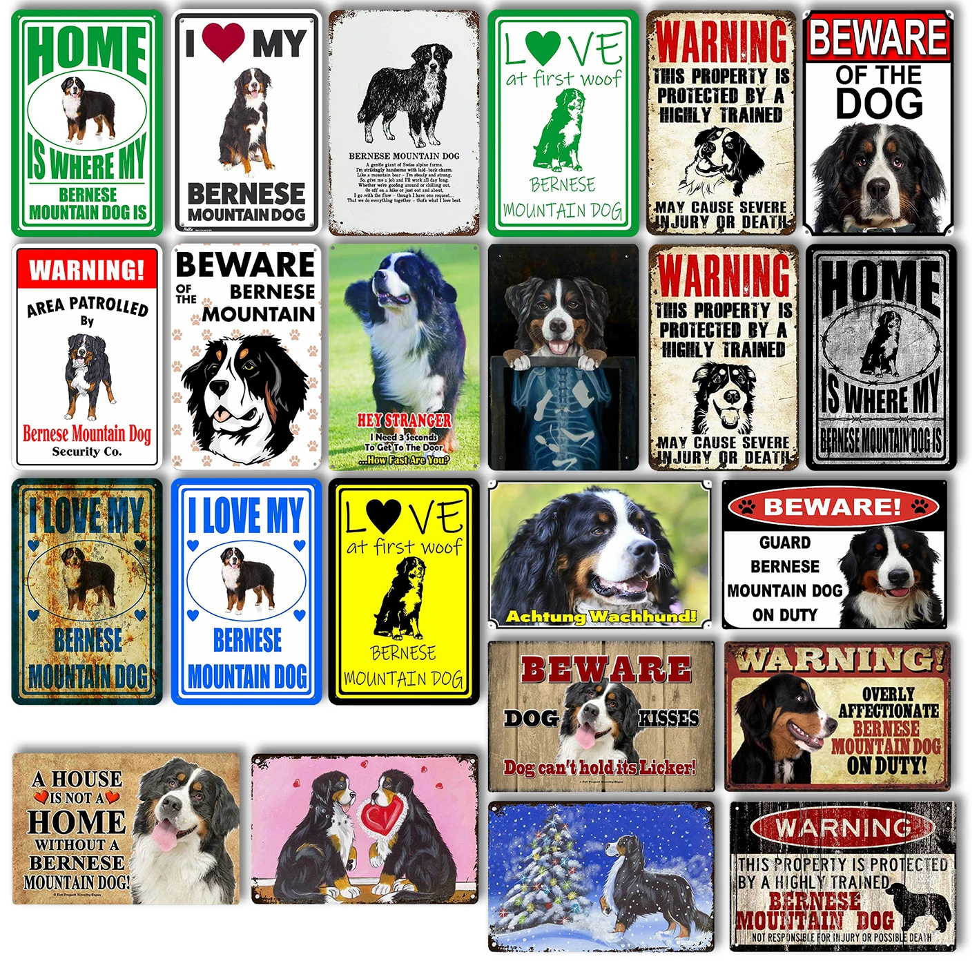 

Bernese Mountain Dog Sign Смешные металлические знаки, Bernese Предупреждение ительный знак, винтажный Оловянная металлическая табличка Bar Club кафе-гараж ...