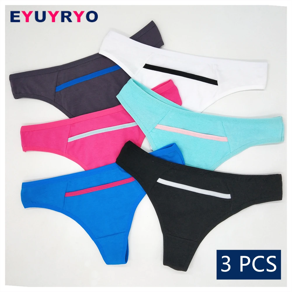 

3PCS Sexy Thongs Girls Seamless Panties Women Underwear Female T-back G string Cotton Briefs Ladies Lingerie Large Size Knickers