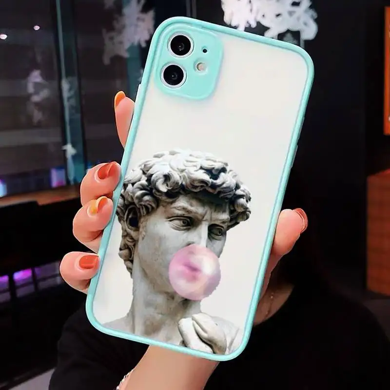 

Cartoon Statue Abstract Art Phone Case Matte Transparent For iPhone 12 Mini 11 Pro XR XS Max 7 8 Plus