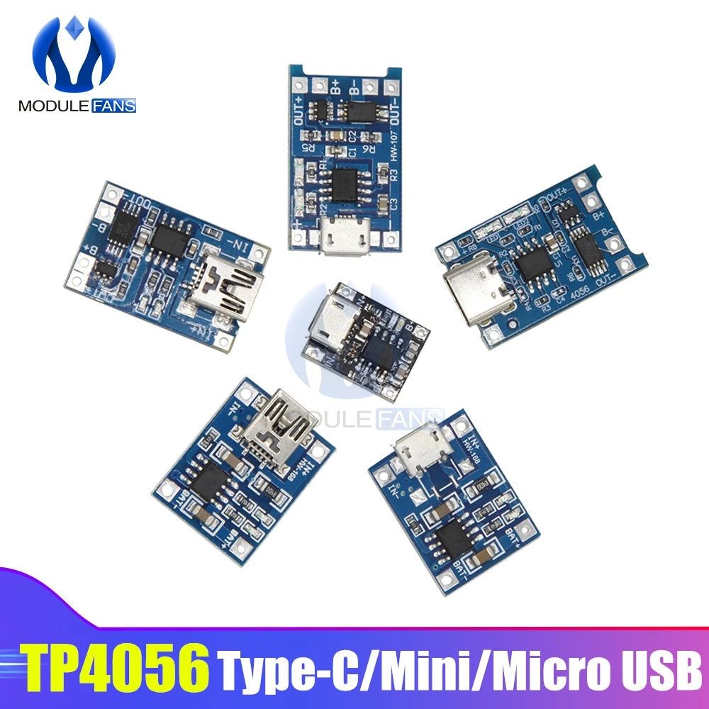 5 шт./компл. Type c/Micro/Mini USB в 1 а 18650 TP4056 модуль зарядного устройства литиевой батареи