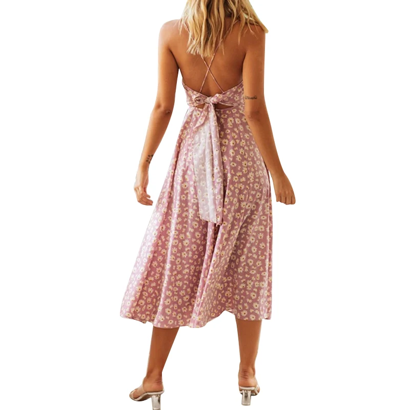 

Beach Style Floral Long Dress Off Shoulder Sling V Neck A Line Maxi Dress Summer Holiday Party Dress Women