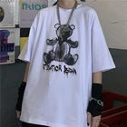 Лидер продаж, женские футболки, футболка с принтом медведя и бабочки, футболка в стиле Харадзюку, футболка оверсайз, летняя женская футболка, женская уличная одежда