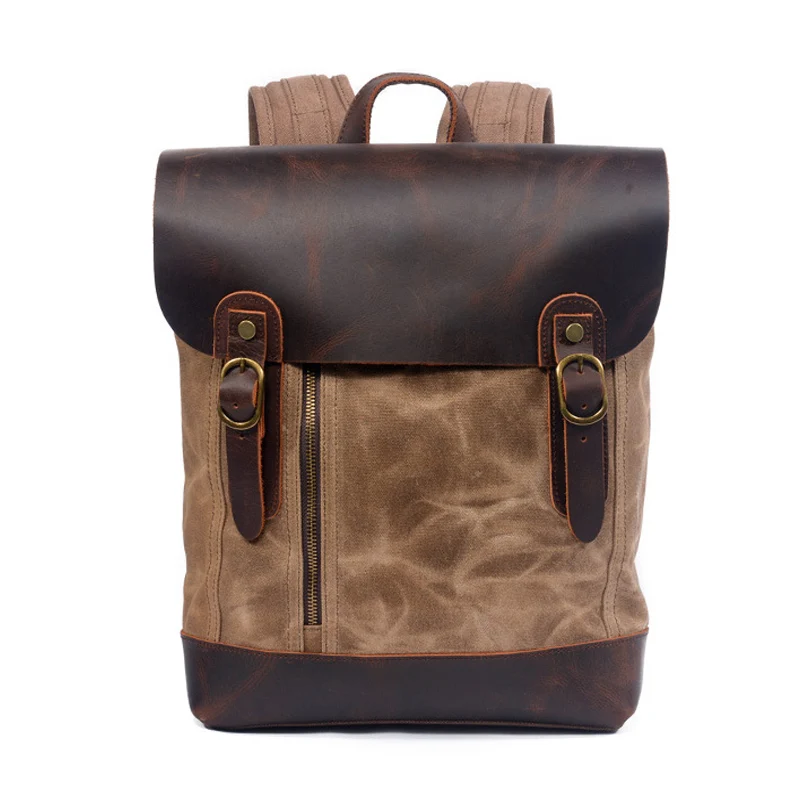 Мужские и женские винтажные рюкзаки для ноутбука Вощеные холщовые дорожный