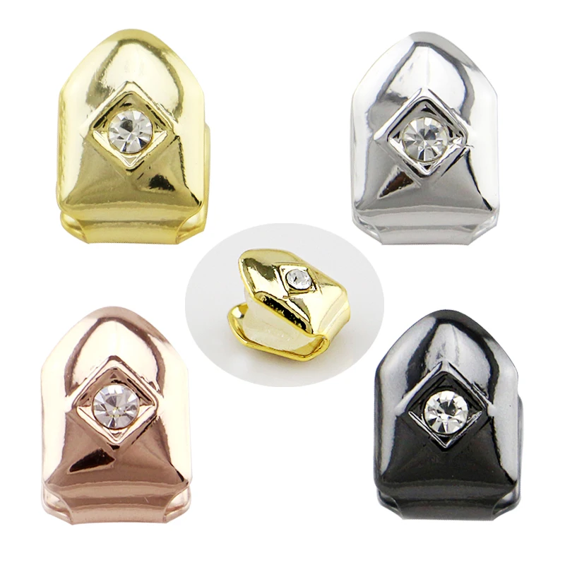

Hip Hop Single Gold Color Teeth Grillz Rhinestone Dental Grills Punk Removable Teeth Caps Women Men Fashion Body Jewelry