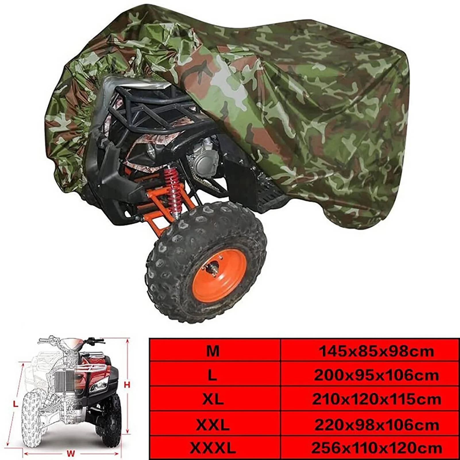 M L XL XXL XXXL ATV Camo Cover Waterproof Covers Universal Replacement for ATV Quad Bike with Storage Bag images - 6