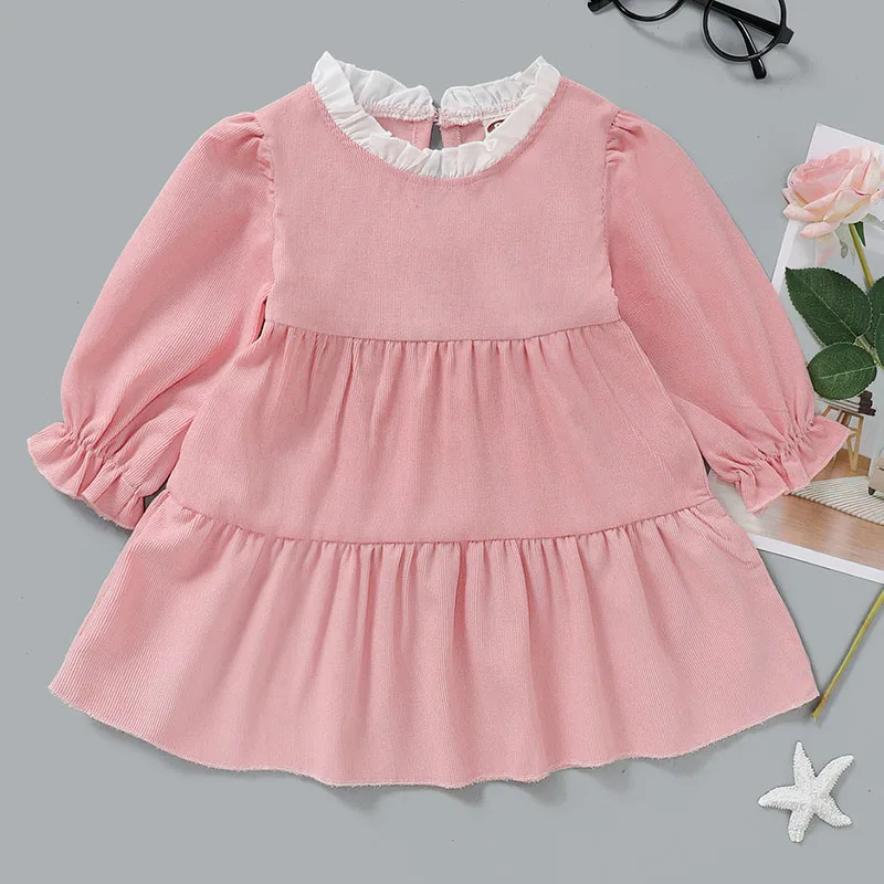 

Ruffle Sleeve Baby Girl Dress Spring Autumn Cute Princess Dress Party Vestidos Toddler Girls Pink Clothes Elegant Baby Dresses
