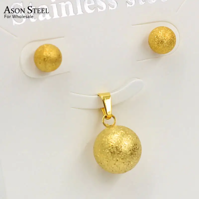 Асон сталь 316L Нержавеющая Золото Свадебные Ювелирные наборы для женщин 2019 скраб