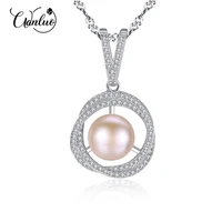 wanluo brand elegant 925 sterling silver pendant necklace fashion natural freshwater pearl jewelry for women white pink purple