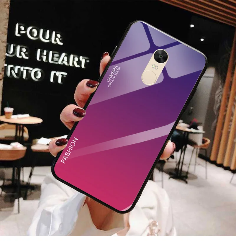 Градиентный телефонный чехол для Redmi Note 4x закаленное Стекло чехол для Xiaomi Redmi Note 4 глобальная версия защищают заднюю крышку Чехлы-бамперы