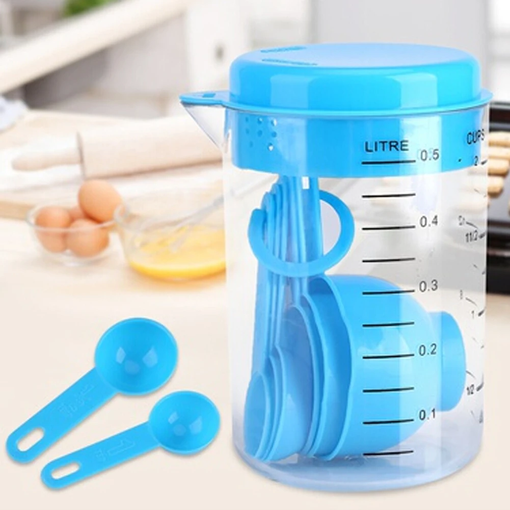 

7pcs/set Measuring Cup Container with Spout Stackable Spoons Set Plastic Utensils Set for kitchenware Baking Cooking tools