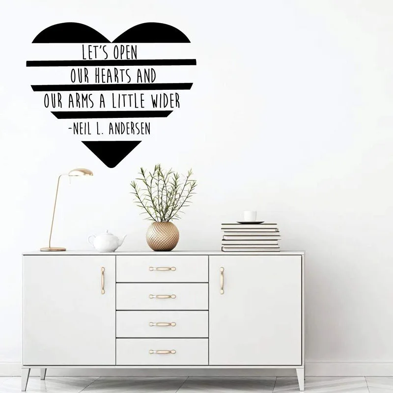 

Christian Quotes Wall Decal Let's Open Our Hearts Religious Door Window Vinyl Stickers Bedroom Living Room Home Decor Art Q708