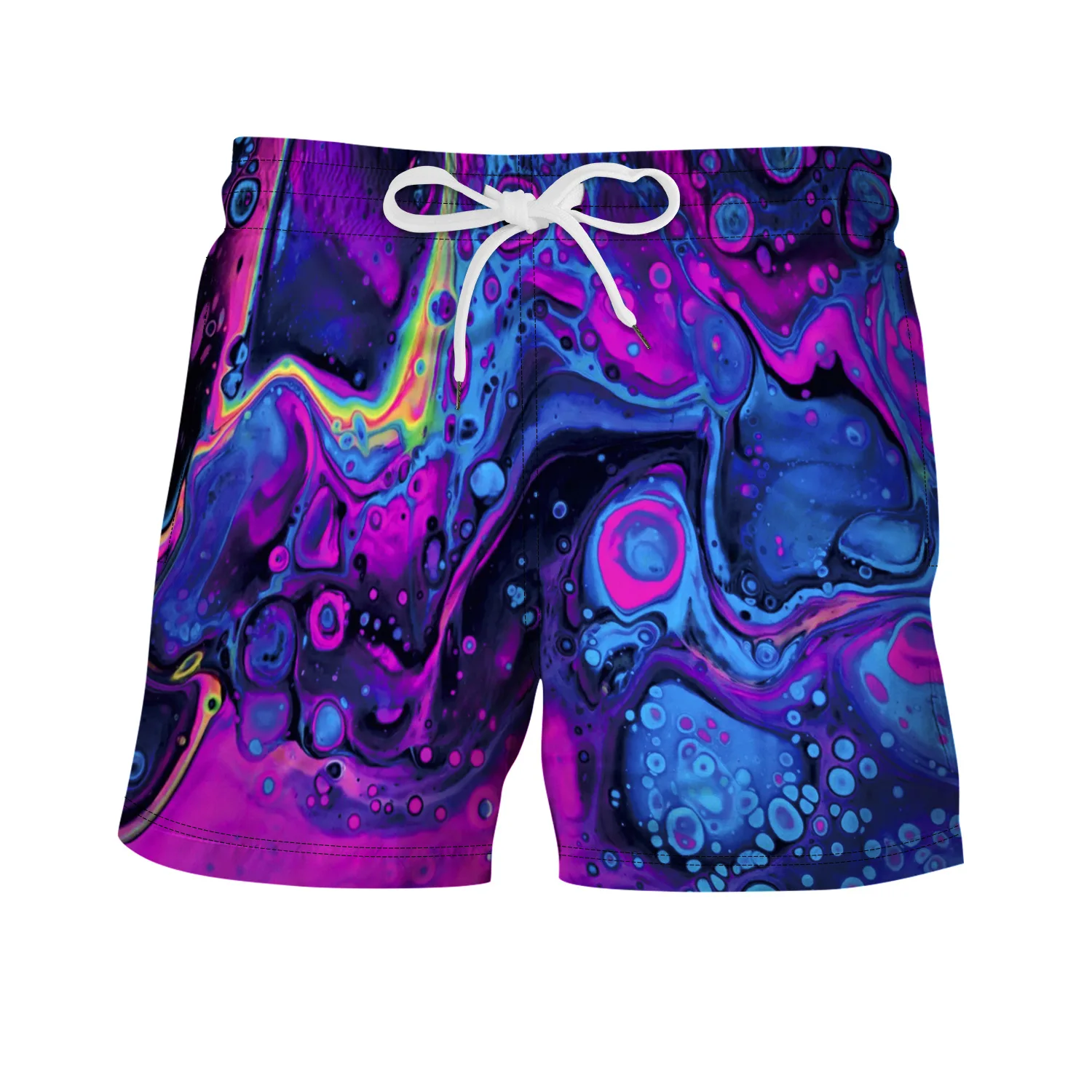 

Men's Casual Board Shorts Summer Purple Geomorphology 3D Digital Printing Vacation Beach Drawstring Shorts Surfing Swim Trunks