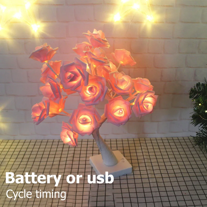 Празднисветильник ночсветильник с 24 розовыми деревьями декоративная лампа