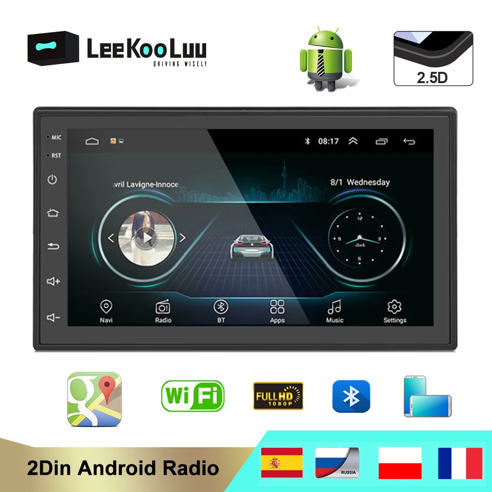 Автомагнитола LeeKooLuu 2 Din 7 дюймов 2.5D MP5 Bluetooth USB AUX FM Android|Автомагнитолы| |