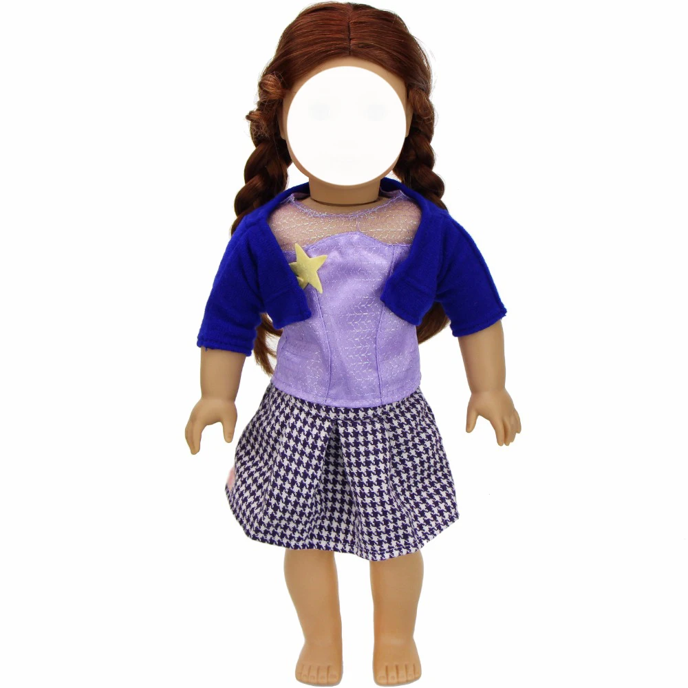 3 предмета = Синяя Куртка + кружевной жилет Блузка с рисунком звезды черно-белое