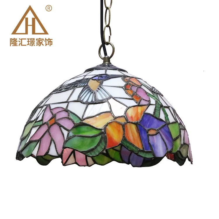 Витражный подвесной светильник s Роза цветок Тиффани E27 светодиодный лампы |
