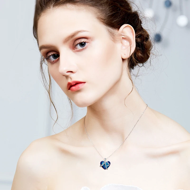 Женское ожерелье с подвеской в виде сердца из австрийского кристалла серебро 925