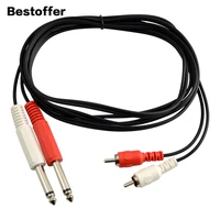 1 8 meter 14 dual 6 35mm mono to 2rca male to male aux audio convertor adapter cable for guitars