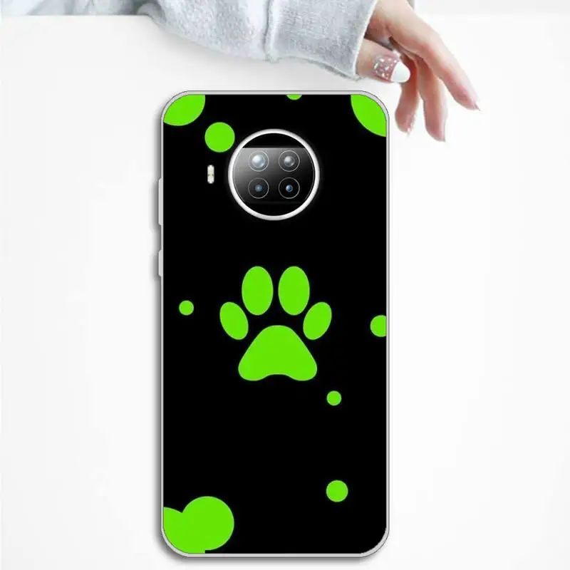 

Phone Case Transparent for Xiaomi mi Redmi note 10 t 8 9 pro lite 11 Samsung S 8 9 10 20 Dog footprint Paw Colorful