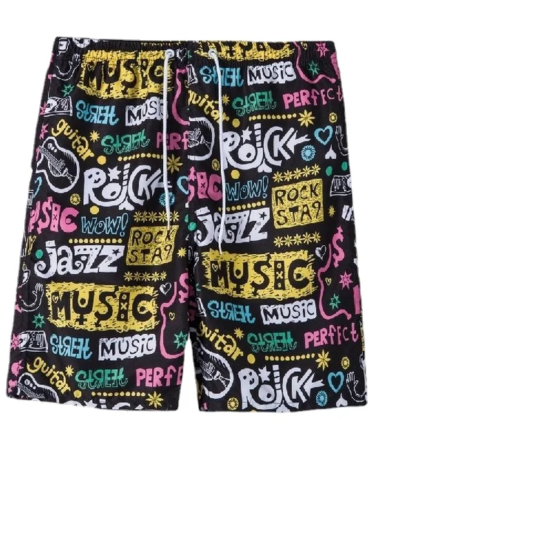 

2021 summer new men's holiday beach style shorts loose straight thin floral pants