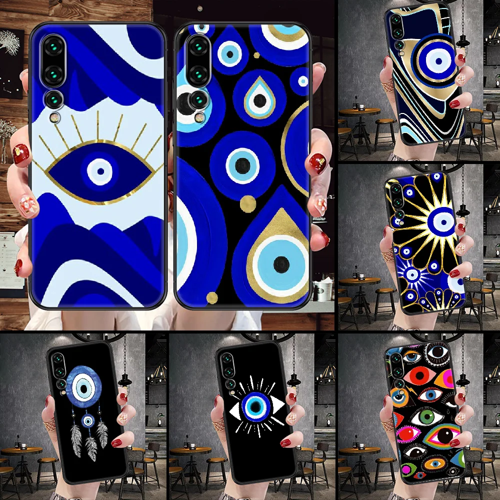 

Чехол для телефона с абстрактным изображением сглаза для Huawei P Mate P10 P20 P30 P40 10 20 Smart Z Pro Lite, Черный силиконовый чехол с 3D рисунком