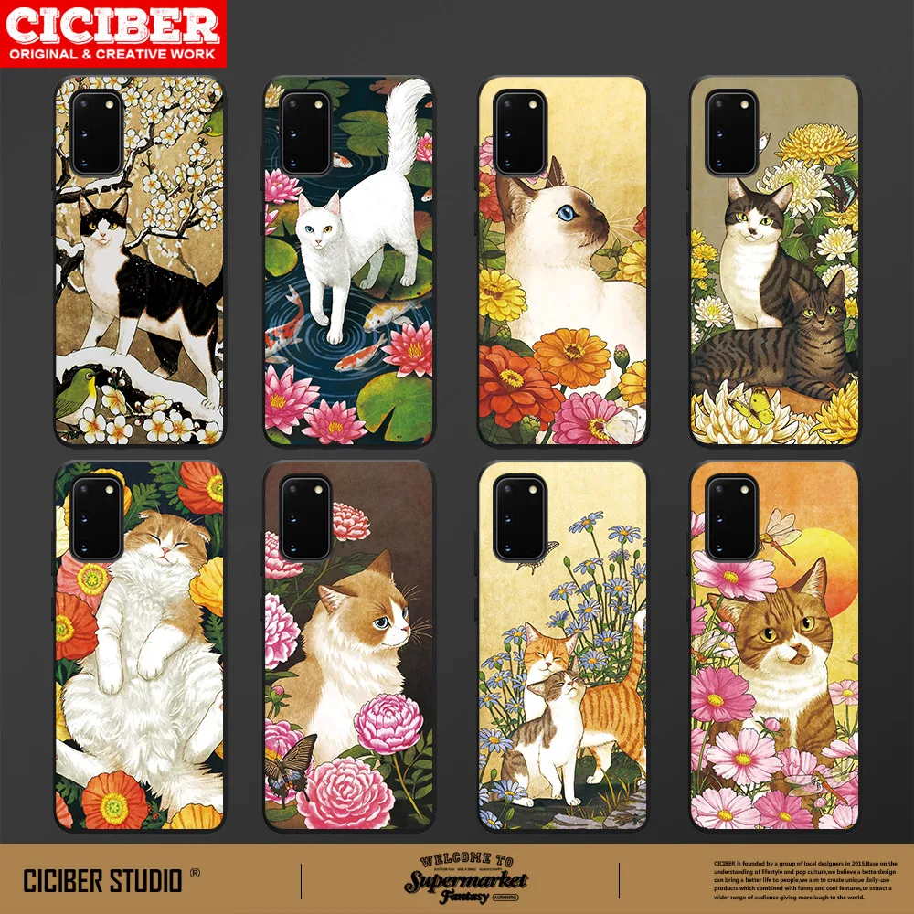 

Luxury Cat Case For Samsung A51 A71 A52 A72 A32 A12 A02 A41 A31 A60 A70 A10 M30 M31 A8 A7 A6 Plus 2018 Black TPU Cover Funda