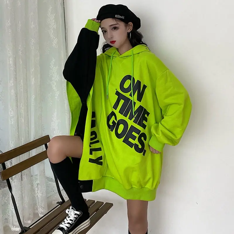 

Korean Letter Print Hoodie 2020 New Women Autumn Winter Clothing Harajuku Street Style Loose Long Sleeve Hoodies Schoolgirl Tops