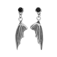 vintage silver color wings dangle earrings for men women gothic punk style vampire earrings unisex party jewelry gifts