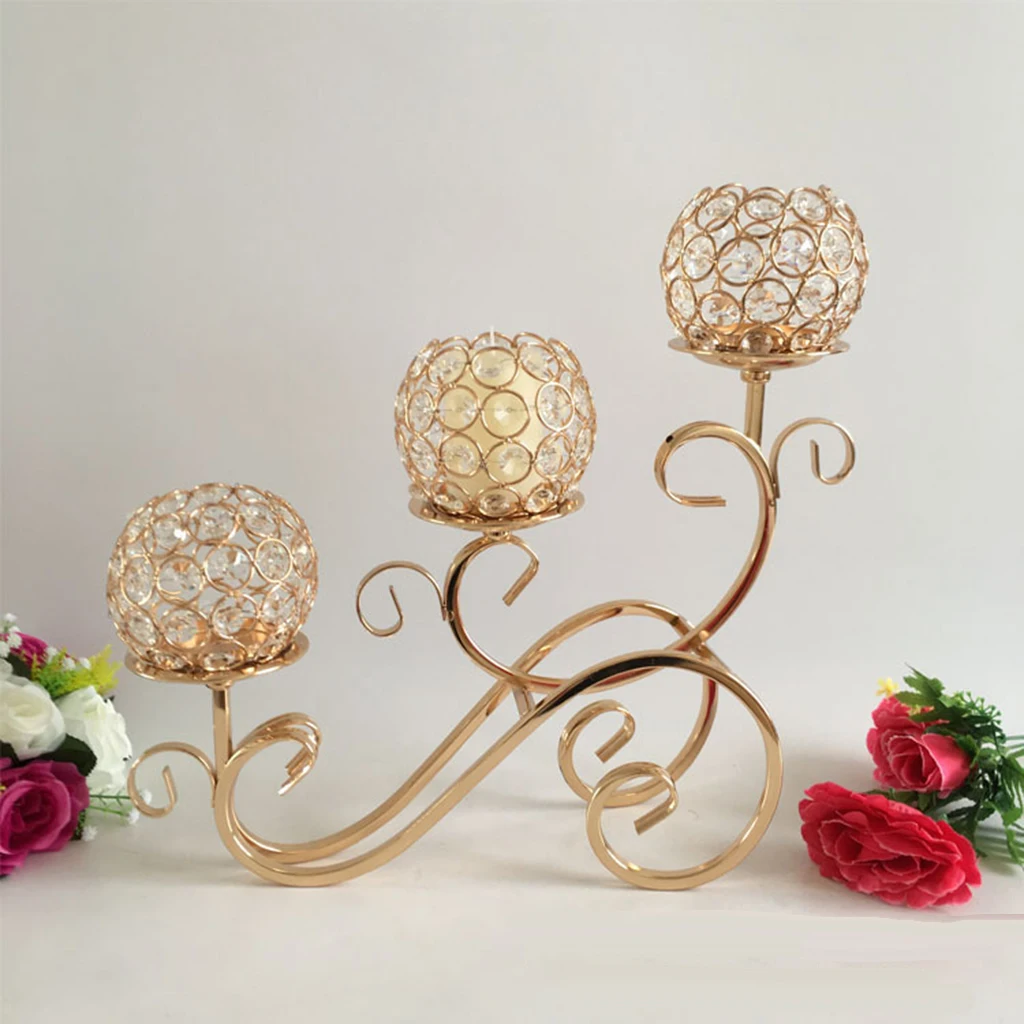 

Noble 3-Arm Crystal Candle Holder Decorative Candelabra Wedding Candelabrum