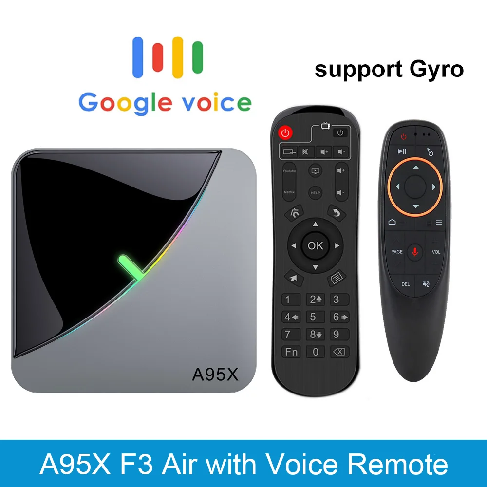 A95X F3 Air 4 Гб 64 Гб RGB светильник Smart tv box Android 9,0 google tv box Amlogic S905X3 Wifi 4K 60fps Netflix Youtube медиаплеер