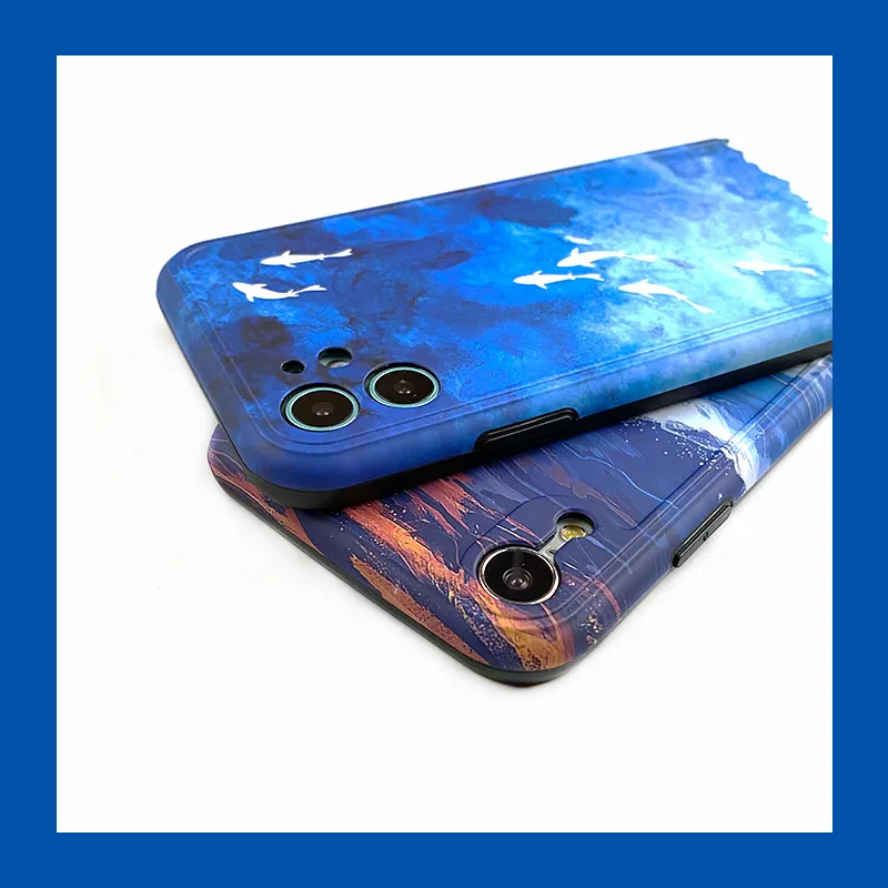 

Whale Oil PPainting Soft Case For iPhone 11 12 Pro Max Mini 7 8 Plus XR X XS MAX Fashion Trend Creative Minimalism INS Cover
