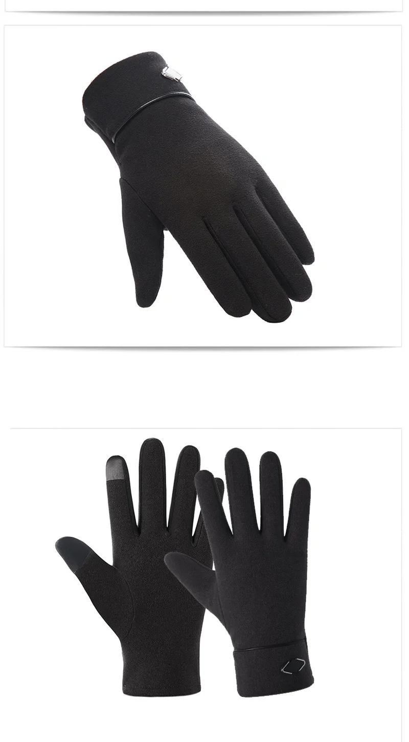 Winter Man Keep Warm Touch Screen Plus Velvet Inside Thin Section Outdoor Cycling Windproof Elasticity Non Slip Fashion Gloves