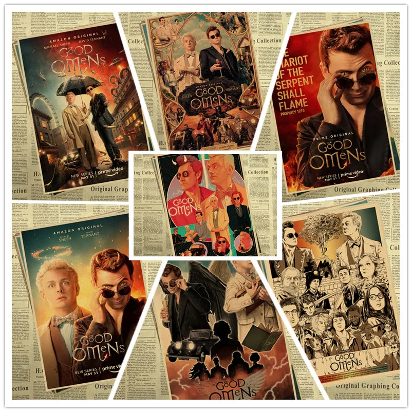 Good Omens постер фильма делает ретро ностальгия крафт Бумага плакат для бара/кафе