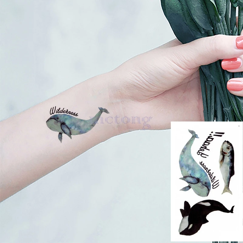 Водонепроницаемый Временные татуировки Стикеры s с изображением рыбок: Акула