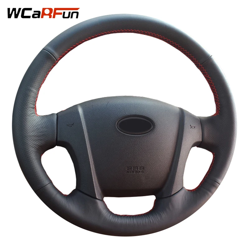 

WCaRFun Hand-Stitched Black Artificial Leather Car Steering Wheel Cover for Kia Sportage 2 2005-2010 2009 Sportage